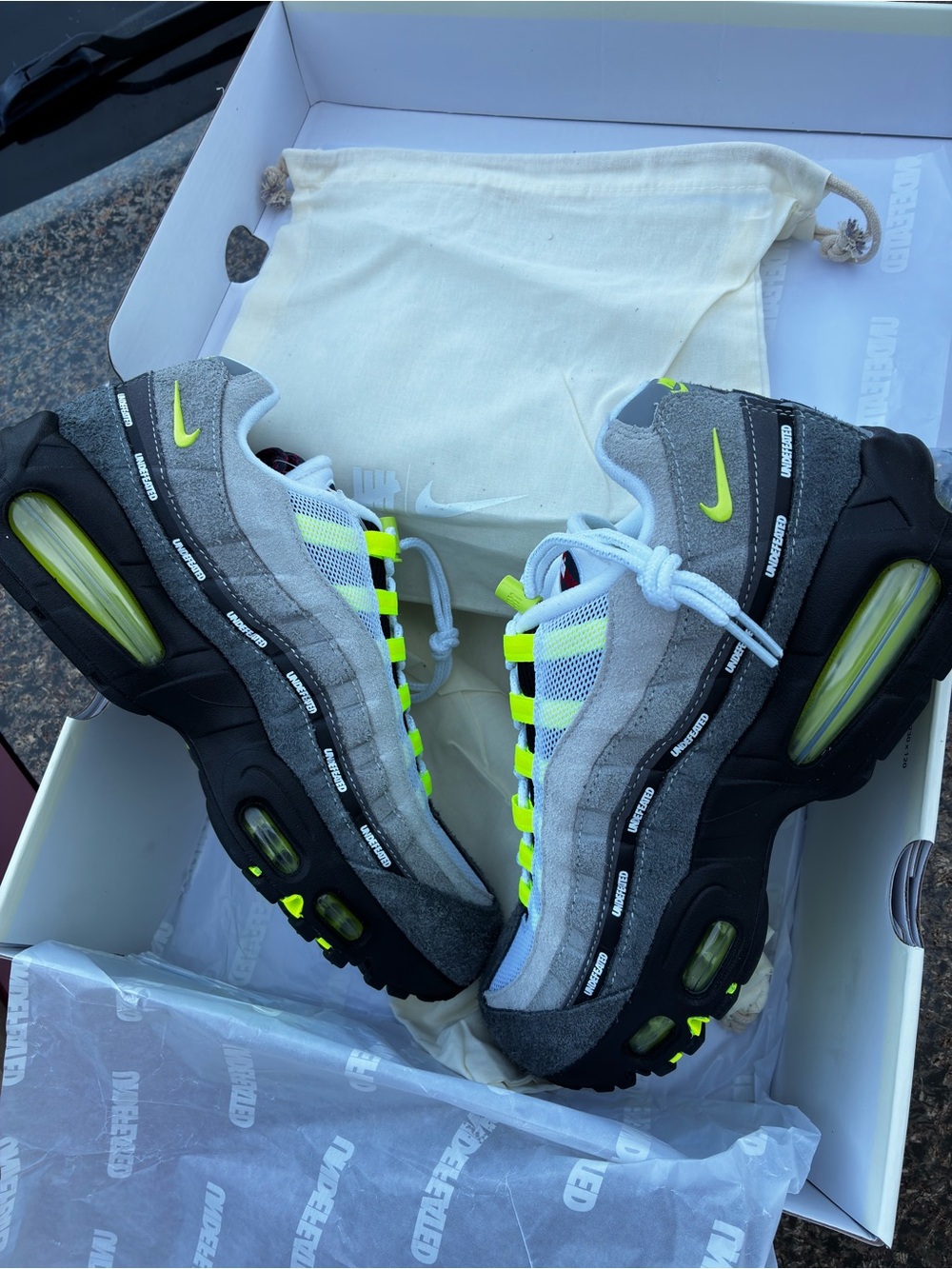 Nike Kids Gray and Neon Green Air Max 95-inspired Sneakers